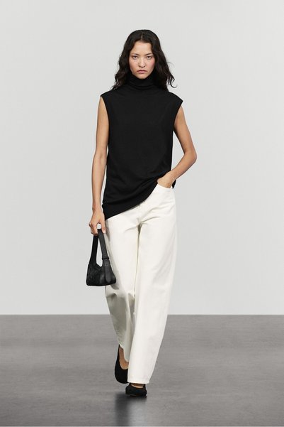 Massimo Dutti Asimetrik kesim balıkçı yaka üst