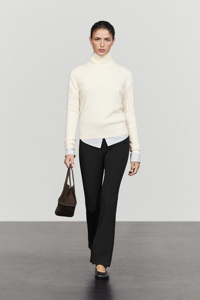 Massimo Dutti Yün karışımlı balıkçı yaka triko kazak