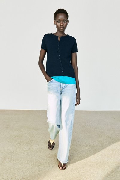 Massimo Dutti Pamuk ve ipek karışımlı triko hırka