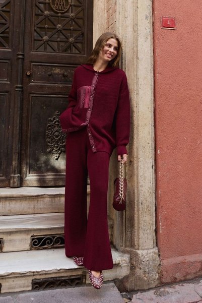 Şule Giyim Ladik Cep Dty Suit Claret Red