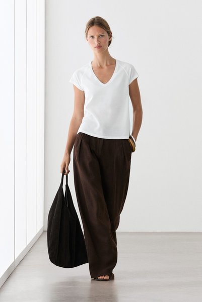 Massimo Dutti %100 merserize pamuklu t-shirt