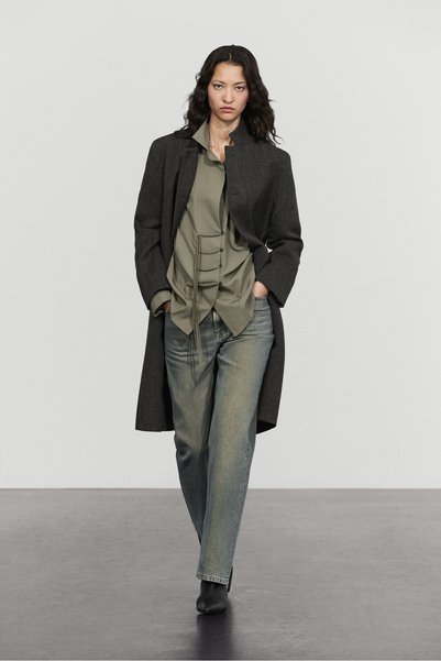 Massimo Dutti Düğme detaylı dökümlü gömlek