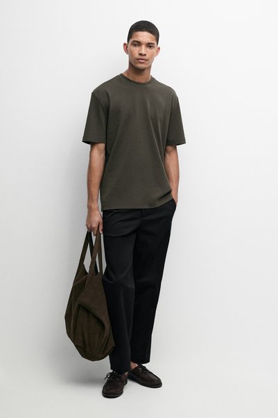 Massimo Dutti Kontrast Yaka Kısa Kollu T-Shirt