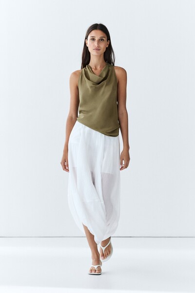 Massimo Dutti Drapeli halter yaka bluz