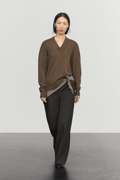 Massimo Dutti Düğme detaylı %100 kaşmir triko kazak