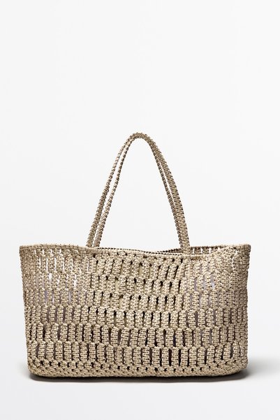 Massimo Dutti Napa deri örgülü shopper çanta