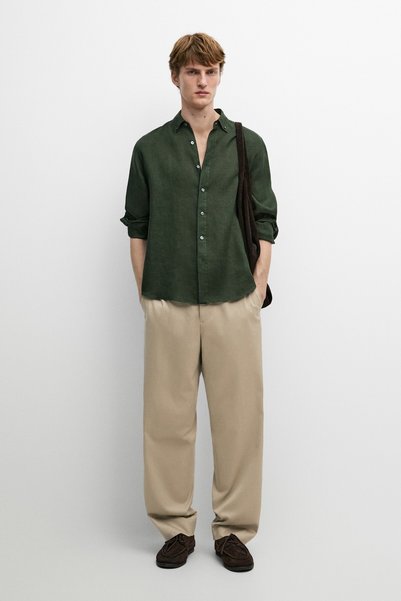 Massimo Dutti %100 keten regular fit gömlek