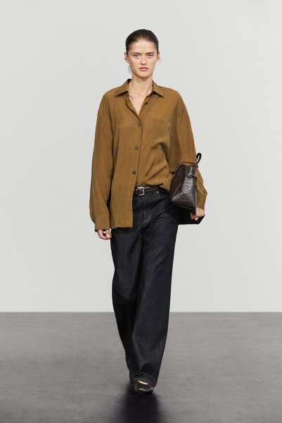 Massimo Dutti Saten cepli dökümlü gömlek