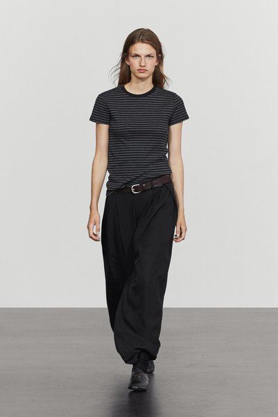 Massimo Dutti Fitilli çizgili kısa kollu t-shirt