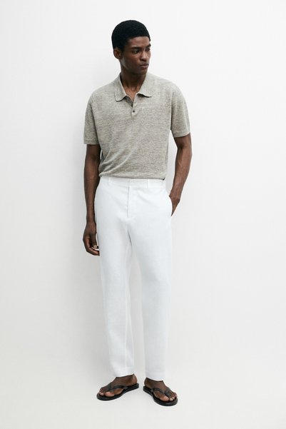 Massimo Dutti Tapered fit linen trousers