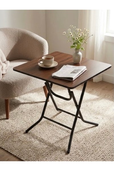 IN HOME STORE طاولة جانبية قابلة للطي بتصميم خشبي أنيق وعصري