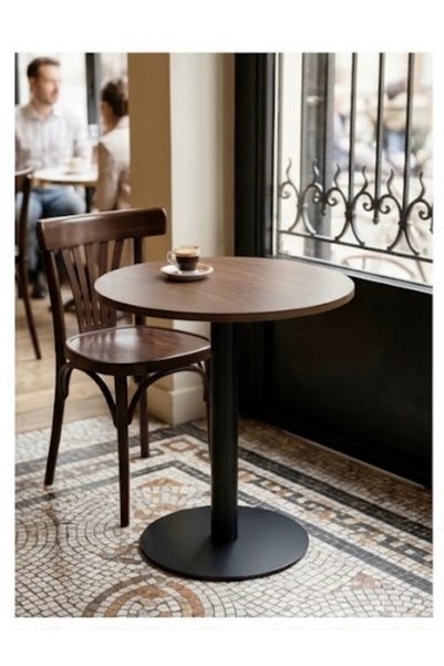 IN HOME STORE طاولة جانبية دائرية بتصميم عصري وقاعدة معدنية سوداء