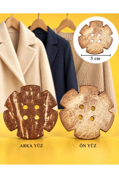 İMREN AKSESUAR Buton natural cu flori tăiate cu laser din cocot, 5 cm, 1 pach...