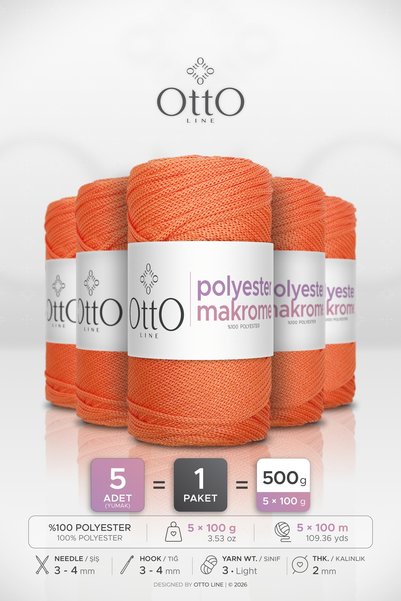OTTO LINE POLIESTER MAKROM • Narandžasta • Pakovanje od 5 komada × 100 gr / 1...