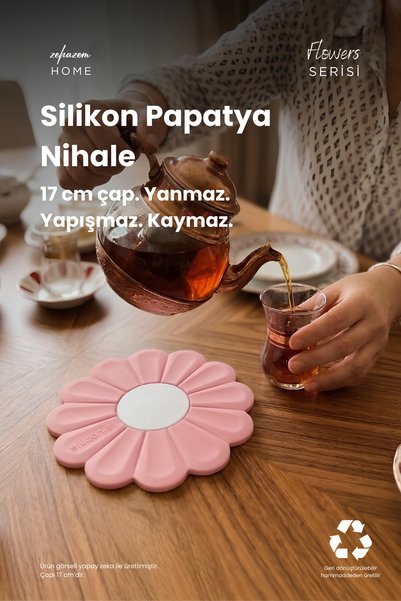 siliconist Silicone Daisy-Themed Coaster - 17 cm diameter - Pink