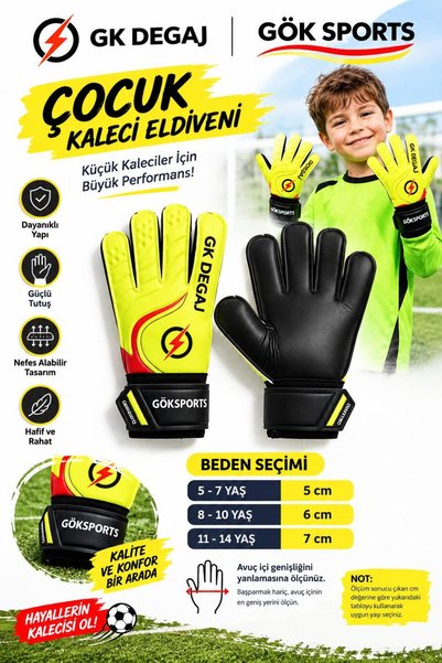 Gök Sports GK DEGAJ Çocuk Kapıcı Kaleci Eldiveni Junior Kidz Goalkeeper Glove...