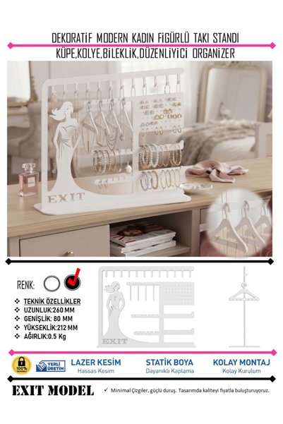 EXİTMODEL Decorative Modern Jewelry Stand with Female Figure - Earring, Neckl...