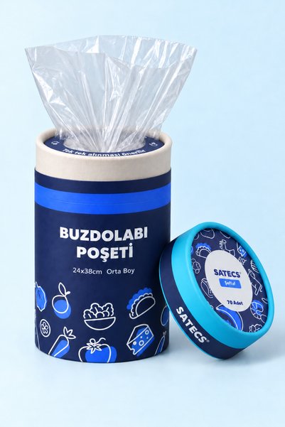 Premium Şeffaf Buzdolabı Poşeti 70 Adet – Ultra Kalın, Çek-Al Kutulu, Orta Boy 24 × 38 cm
