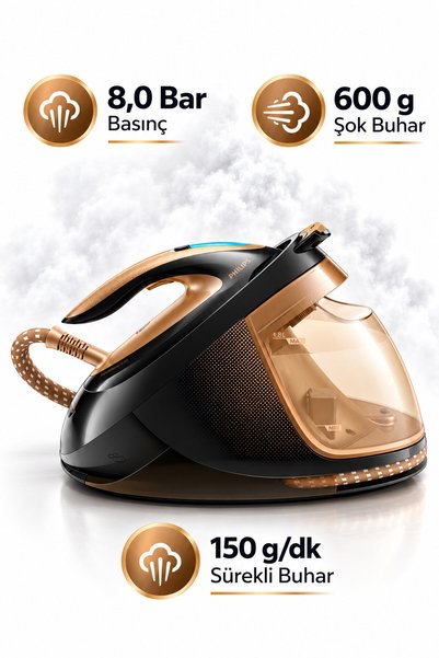 Philips 8,0 Bar Basınç Buhar Kazanlı Ütü GC9682/80 Mutfak Tartısı Hediye (One...