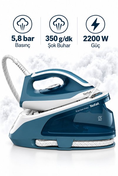 TEFAL 5,8 bar Basınç Buhar Kazanlı Ütü SV6131 Mutfak Tartısı Hediye (Onerous)