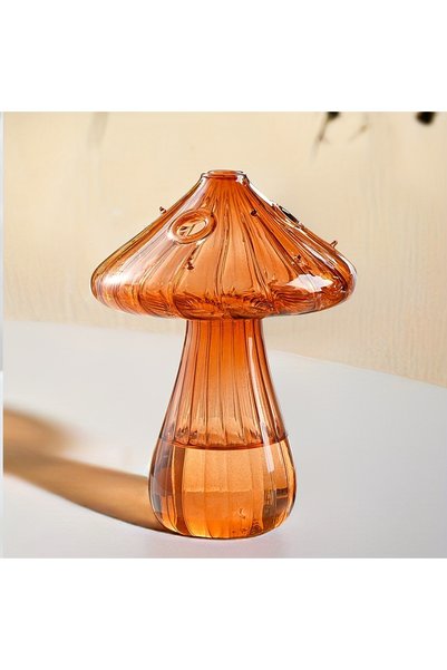 Choice Coffee Mushroom Transparent Glass Mushroom Vase - Hydroponic Planter f...