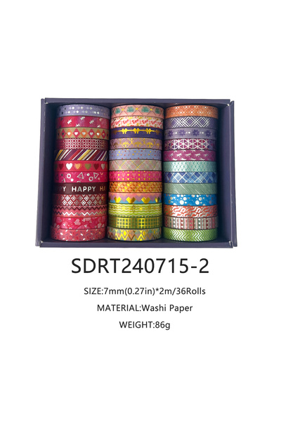 Choice1 SDRT240715-2 36rolls Slim golden foiled Washi Tapes Set 7mm skinny Ma...