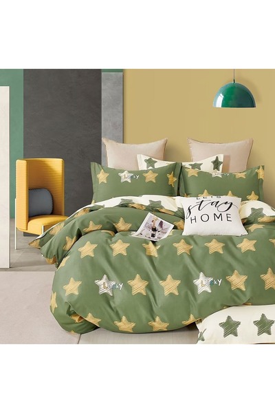 Ralex Set de lenjerie de pat dublu, 6 piese, percale, 100% bumbac