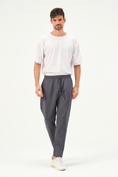 C&City Men's Straight Leg Sweatpants with Side Pockets 852 Smoked
