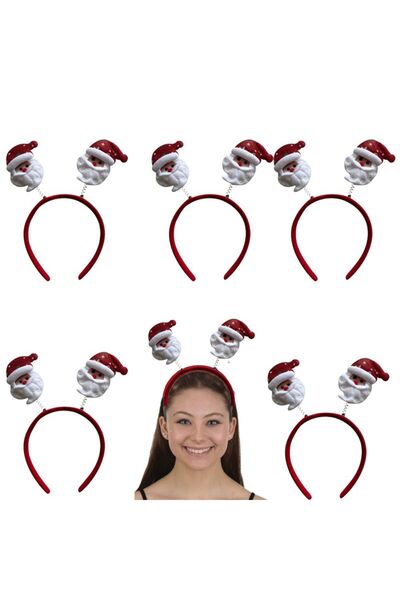 partidolu Yılbaşı 6 Adet Dekoratif Şapkalı Noel Baba Taç Model 1