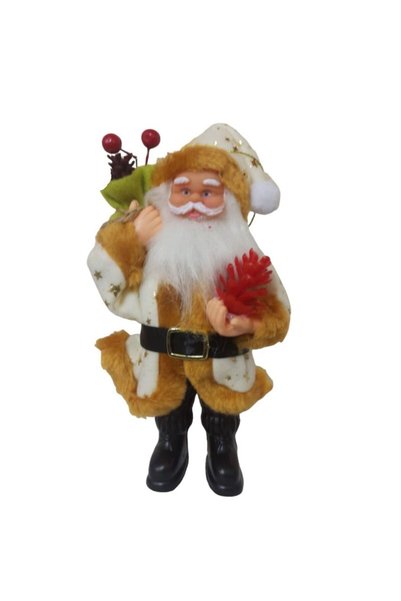 partidolu Plastik Üzerine Elbiseli Yılbaşı Noel Baba Maskotu 20 cm Model 2