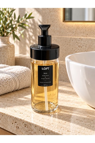 NTC METAL Dozator de săpun lichid din sticlă borosilicată de lux, cu sticlă p...