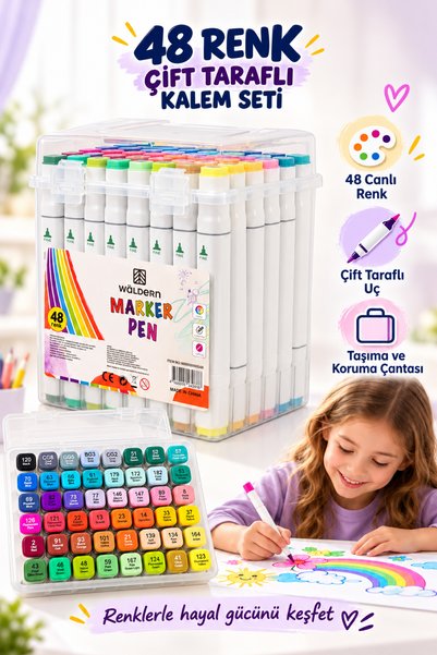 Waldern مجموعة أقلام تلوين احترافية، تتضمن 48 قلمًا، مع رؤوس من القماش، مناسب...