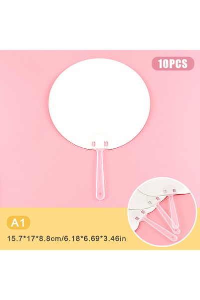 Choice1 A1 10pcs Round Hand Fan Blank DIY Chinese Hand Fan Stage Performance ...