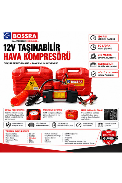 Bossra ÇİFT PİSTON KOMPRESÖR