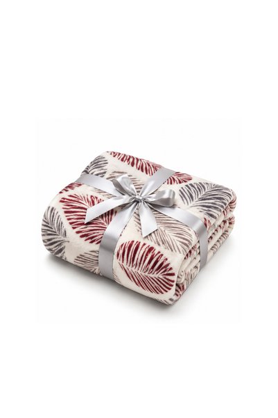 Elega Decor Leaf Print Flannel Blanket – Double (200x220 cm) – Soft & Cozy