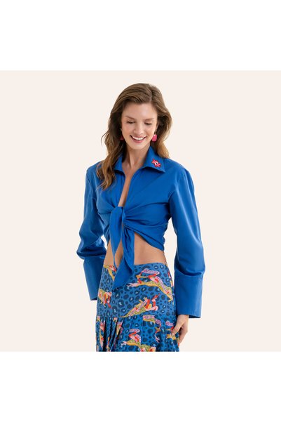 Zsa Zsa Zsu Proti Navy Blue Cotton Shirt
