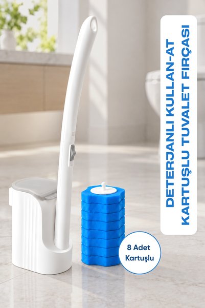 BEYZANA CleanClick Duvara Monte Deterjanlı Kullan-At Sünger Başlıklı Tuvalet ...