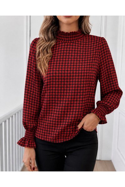 Şeker Portakalım Women's Long Sleeve Turtleneck Patterned Modal Blouse