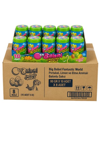 Big Babol Fantastic World Orange, Lemon, and Apple-Flavored Bubble Gum, 90 g ...