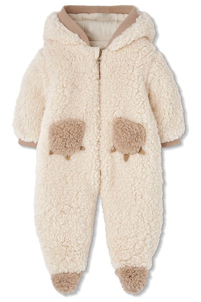 Boboli Animal Patterned Booties Overalls 3 Months-12 Months Ecru