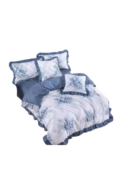 OEM Bed linen, 6 pieces, 2 people, 230X250cm, Finet, Blue Flower Print, Multi...