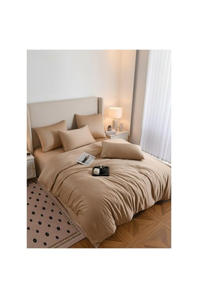 OEM Silk bedding set, 6 pieces, 2 people 180x200 cm, coffee with milk