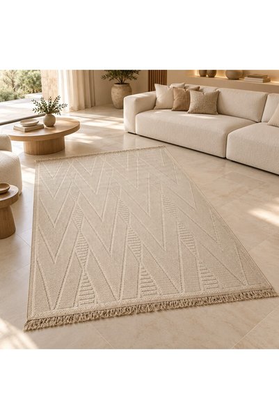 Al Qamar Al Mudi Maya Rug Beige and Light Gray with Sequential Patterns M03