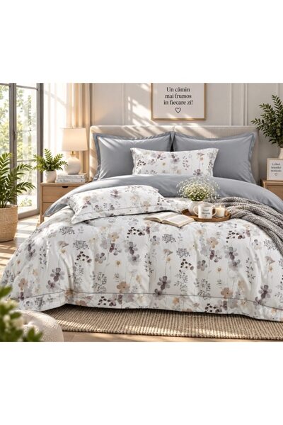 JOJO HOME Lenjerie de pat pentru pat dublu, cearșaf cu elastic, Jojo Home, Lu...