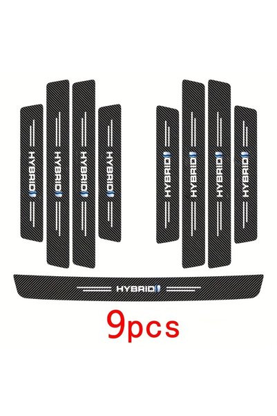 Choice MKT-HYBRID B-9pcs Car Stickers Door Sill Strips Pedals Carbon Fiber Pr...