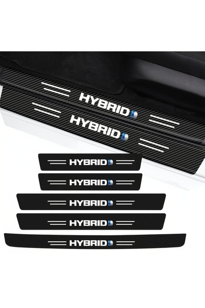 Choice MKT-HYBRID B-5pcs Car Stickers Door Sill Strips Pedals Carbon Fiber Pr...