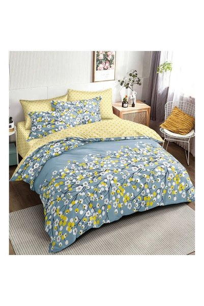 OEM Bed Linen, Satin Cotton, 7 Pieces, 1 Person, 225x250cm, Floral Print, Mul...