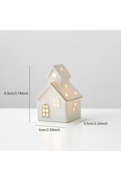 Choice Style 4 1pc Ceramic Light Up Snow House Christmas Ornament LED Cottage...