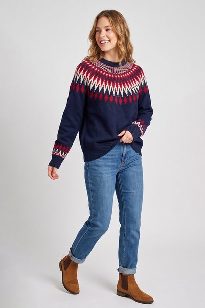 Fashion Friends Regular Fit Desenli Bisiklet Yaka Kazak Kadın KAZAK 26K0083K1