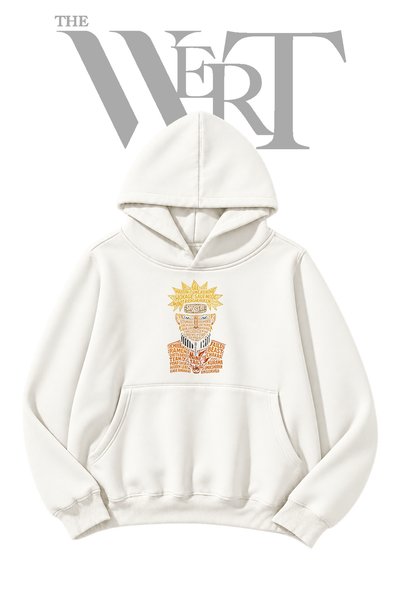THEWERT Naruto Uzumaki Unprinted White Hooded Sweatshirt (2-Ply)